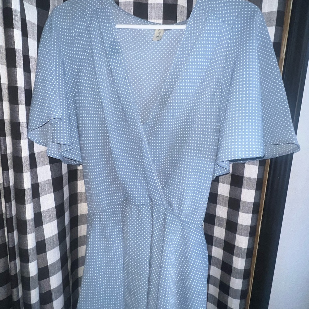 Elegant Blue Polka Dot Top